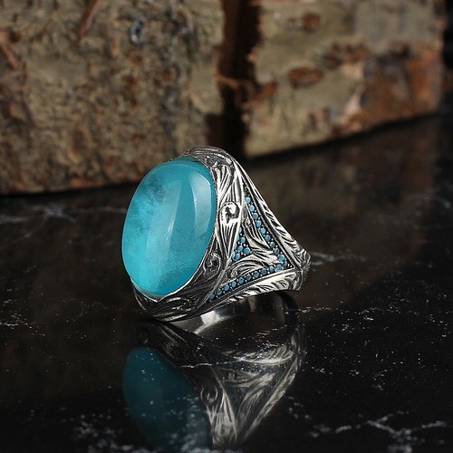 Tourmaline men silver ring - men,