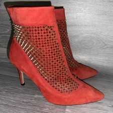 ZARA RED SUEDE ANKLE BOOTS