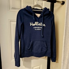 Hollister Women's Navy Blue Hoodie Size L, Fits Size M