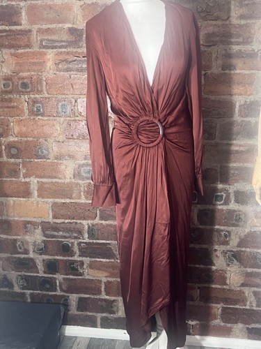 Zara brown satin - brown, draped