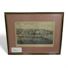 Hand Coloured Engraving By Brannon Picture Ryde Pier Isle Of Wight Framed 1965