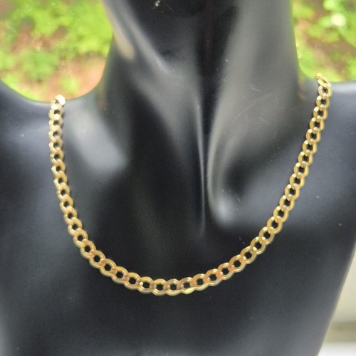 Gold flat link curb chain - ct,