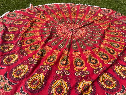 Red round mandala throw - round,