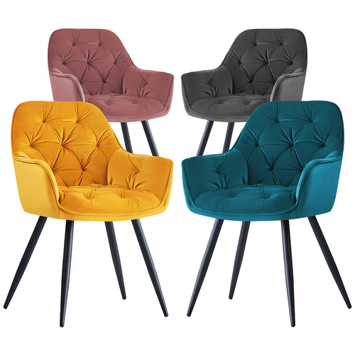 Velvet dining chair padded - velvet,
