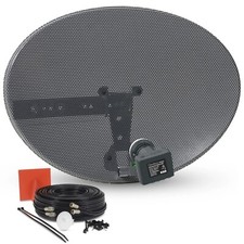 60cm Zone 1 Satellite Dish, Twin LNB + 20m Black Twin Cable Kit For Sky Freesat