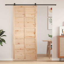 Barn Door Solid Pine Wood Natural Brown 80x210cm Matte Finish Interior Rustic XL