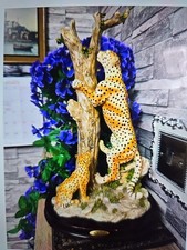 Vintage The Juliana Collection Large Leopard And Cub Climbing Tree Figurine