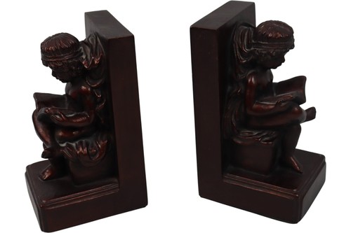 Cherub reading bookends resin - reading,