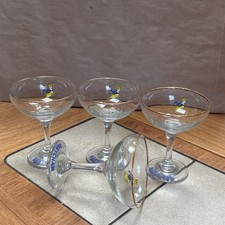 Vintage Babycham Gold Rimmed Glasses Yellow Fawn Leaping Deer Round Stem