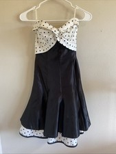 Jessica McClintock Gunne Sax Black White Polka Dot Twist Tulle Strapless Dress 3