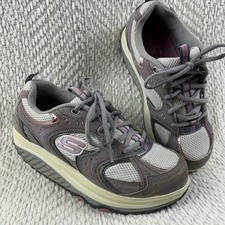Skechers Women’s Shape-Ups Shoes Size 6 Gray Pink Toning Walking Sneakers 11806