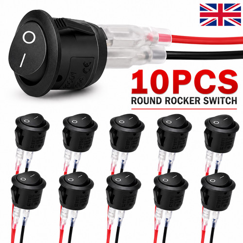 10pcs round rocker - switch, 12v