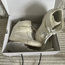Aldo Bloss 70 Cream Trainers With Hidden Wedge Women’s Size Uk 4