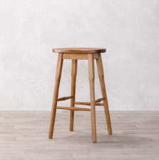 VINTAGE STYLE BAR STOOL WOODEN COUNTER HEIGHT TRADITIONAL OAK BAR STOOL