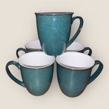 Denby Greenwich 5x Coffee Beaker Mugs 4” Curved Rim 300ml Discontinued Excellent