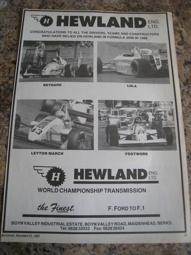 Hewland eng ltd reynard - hewland, lola