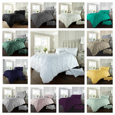 Pintuck Duvet/Quilt Cover Set Pillowcases Polycotton Luxury Bedding All Bed Size