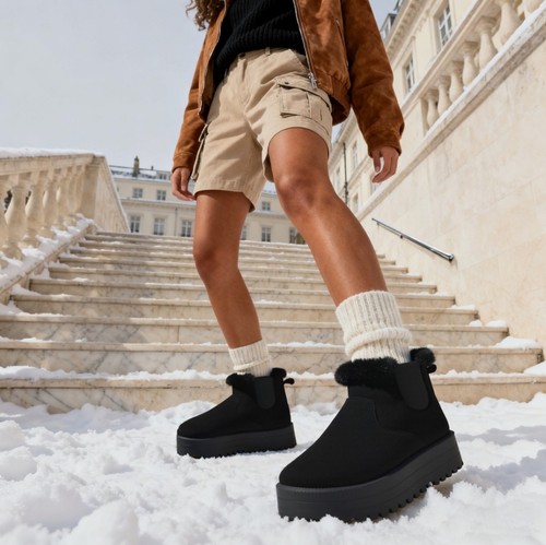 Trend black faux suede and - faux,