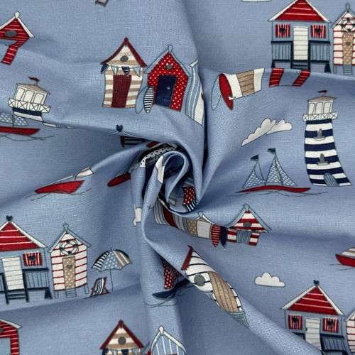 Canvas fabric beach huts - fabric,