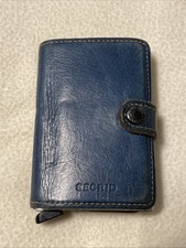 secrid mini wallet Blue Leather + Metal Card Holder Id Wallet.