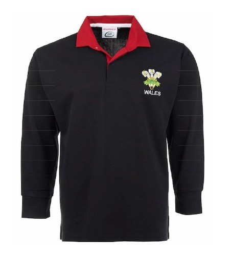 Wales rugby shirt black retro - wales,