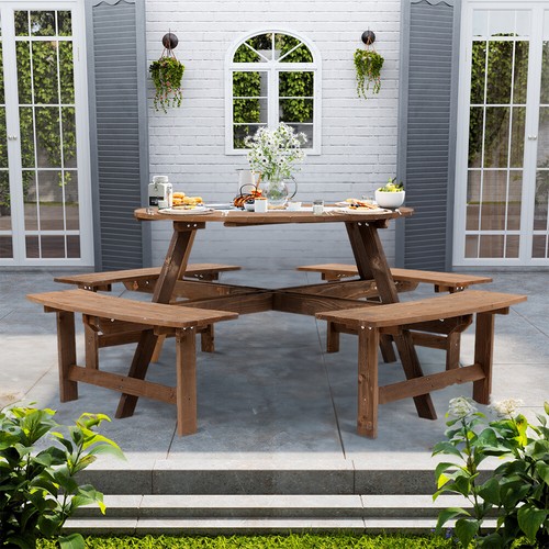 Wooden pub bench round - bench,
