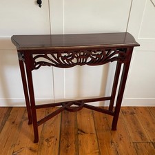 Mahogany Console Table Pierced Apron Vintage Hall Side Table Painted Gold Edge