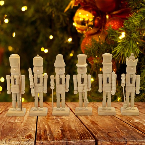 6pcs diy unpainted - doll, wood