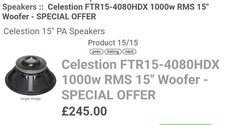 Celestion FTR15-4080HDX1000w RMS 15" Woofer