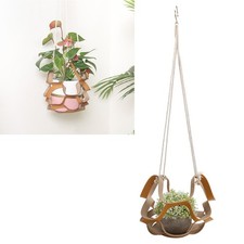 S Yellow PU Leather Plant Hanger Wall Hanging Planter Shelf Flower Pot Holde HOT