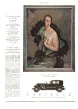Cadillac cars f/c print ad 1928 "la voiture de prédilection"