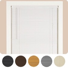 Window Blinds Mini Blind 1" Slat Vinyl Venetian Blinds - Black White Beige Gray