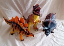 Three Large Toy Dinosaur