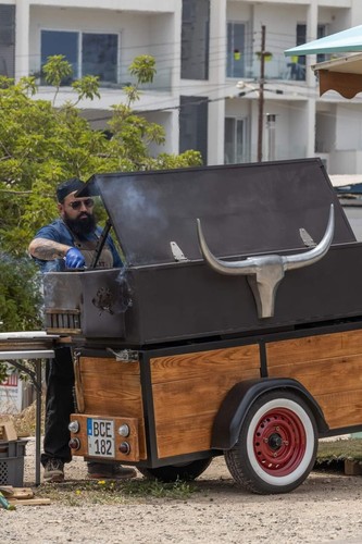 Mobile bbq trailer wood - bbq,