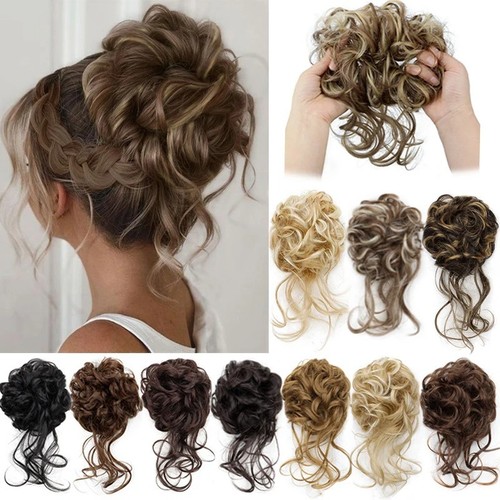 Curly real human messy bun - as,