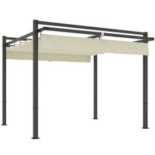 Outsunny 3 x 3(m) Pergola with Retractable Roof and Aluminium Frame, Khaki