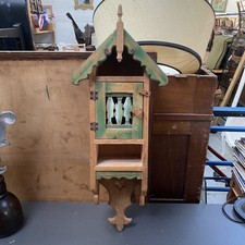 Vintage Rustic Wood ‘Gone Fishing’ Wall Hanging Key Cabinet Storage Hand Made