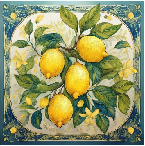 Tile mural lemon tree branch - tile,