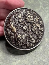 Vintage BUTTON*Large Metal NETSUKE TOGGLE with DRAGON Design (approx. 2") (N24)