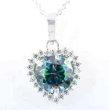 RARE 10 Ct Treated Blue Diamond Solitaire Pendant 925 Sterling Silver Certified