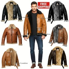 Men's B3 Raf Real Sheep Skin Leather Jacket Aviator Flying Bomber Coat Fresh