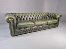 3 Seater Chesterfield Sofa Green Leather Studded Vintage EB11030 VCHE
