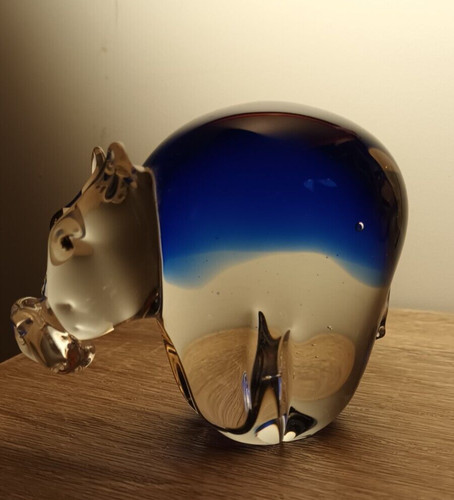 Art glass hippo figurine - glass,