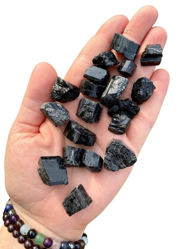Raw black tourmaline stone - raw,
