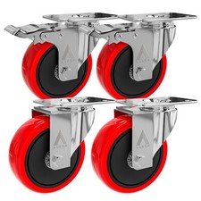 4 x Heavy Duty 100mm 700KG Rubber Swivel Castor Wheels Trolley Furniture Caster