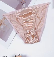 1x Womens pink silky feel satin tanga panties knickers  sissy size 16/18 (XL)