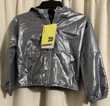 All In Motion Girls Sm 6-7 Jacket/Windbreaker, Silver Grey Shine with Hood