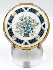 Vintage Stratton 1960's gilded & enameled ladies powder compact - flowers design