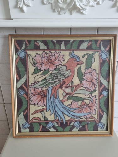 Vintage framed bird and floral - bird,