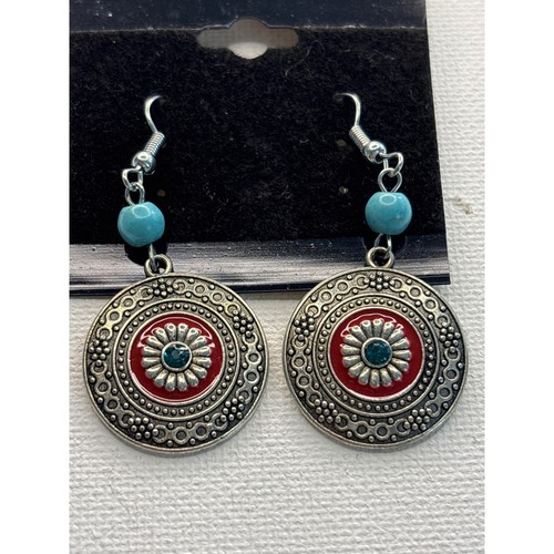 Drop earrings silver tone red - silver,